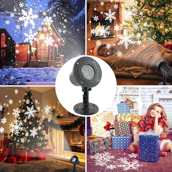 Snefnugsprojektor Projektorlampe - Roterende Snefaldsprojektor IP65 Vandafvisende Snefnug Julbelysning til Udendørs- og Indendørsfestdekoration