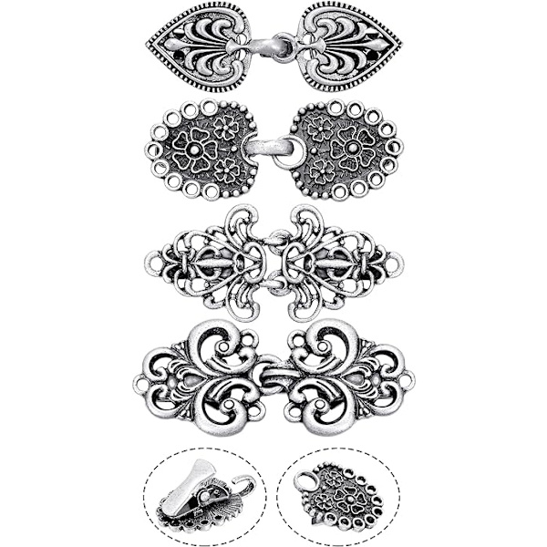 4 st Vintage tröja Swirl Clip Cape Mantelklämmor Retro Cardigan Clip Sjalkrage Spänne Klänning Skjorta Broschklämma för tjej kvinnor