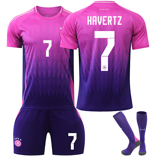 UEFA EM 2024 Tyskland Bortelag Barn Fotballdrakt Med Sokker NO.7 HAVERTZ NO.7 HAVERTZ NO.7 HAVERTZ 26 NO.7 HAVERTZ