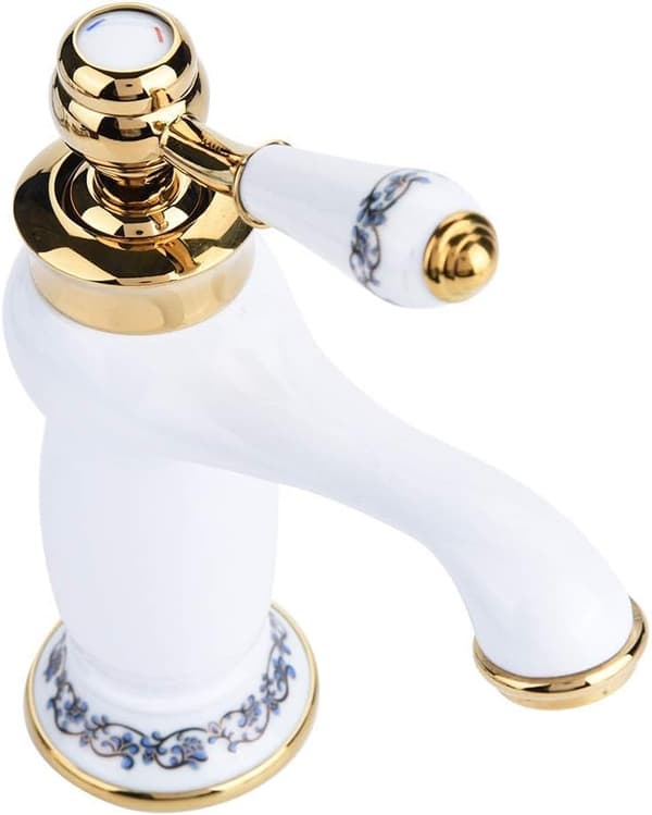 Retro Enkeltgreps Servantkran Messing & Keramisk Vaskkran Blu