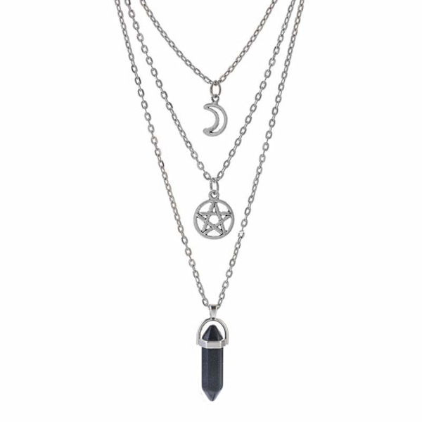 Mån Pentagram Halsband Pentakel Kristall Chakra Halsband Charm