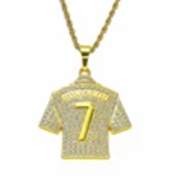 HNSP Cristiano Ronaldo CR7 Jersey Täysin Zirkonilla Koristeltu Ripustuskaulakoru Ketju Miehille Pojille Jalkapallofaneille Hip Hop Korut Tarvikkeet Cristiano Ronaldo
