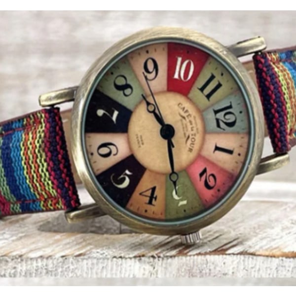 Boho Hippie Watch Rainbow Woven Strap Watch Band Armbandsur