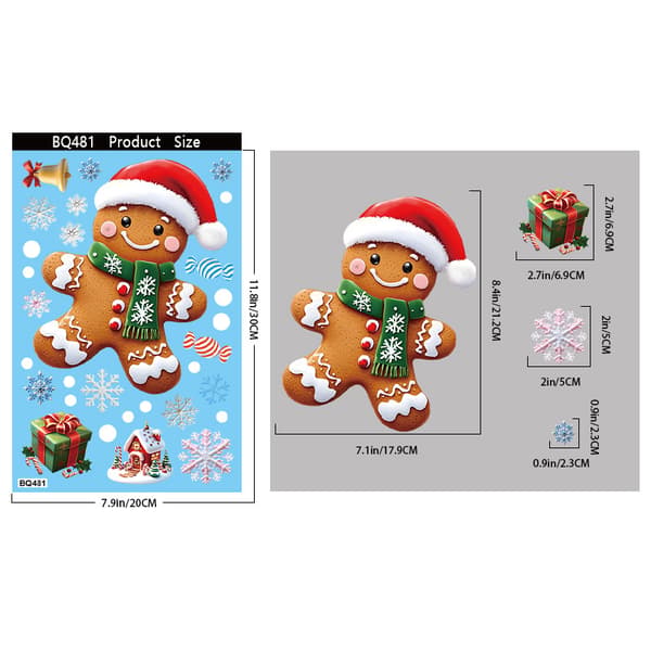 Frostat Glas Julgransprydnader Set med Snögubbe, Snöflinga & Pepparkaksgubbe-FA-