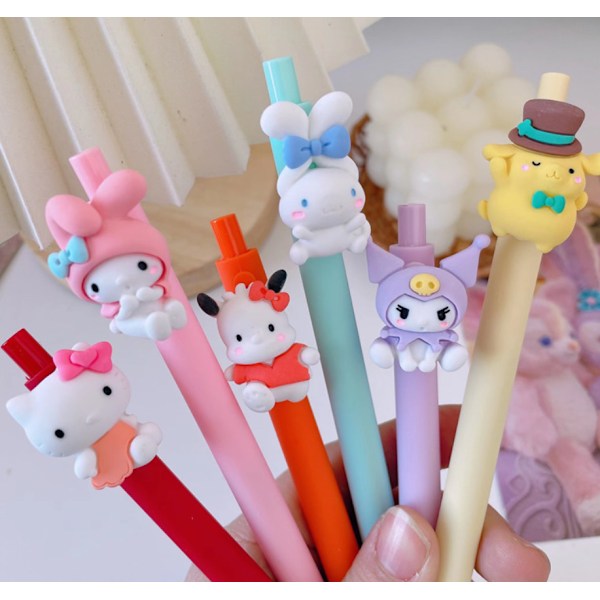 3 stk. Sanrio Cartoon Gel Pen Push Typ Yugui Dog Girl Heart Black Pen (Yugui Dog (0,5 mm))