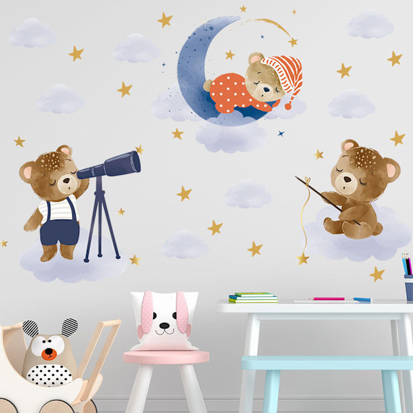 Et sæt vægdekorationer, Cubs Moon Stars vægdekoration til Livin