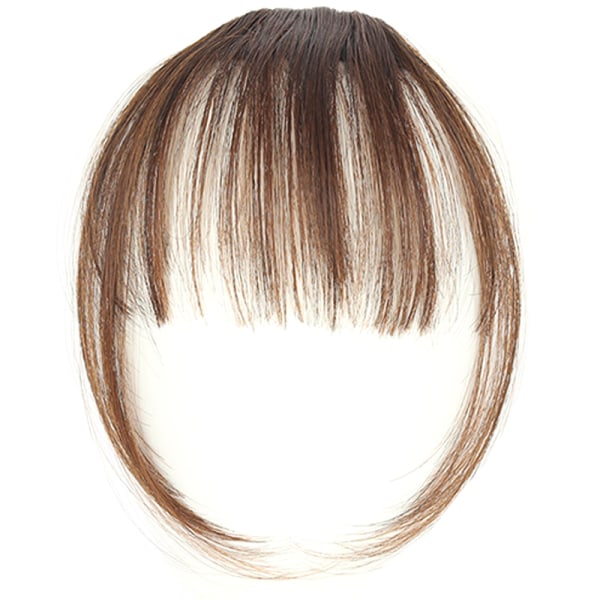 Tynn luftlugg Naturlig frynse Kunstig hårforlengelse Kvinneklips Light Brown