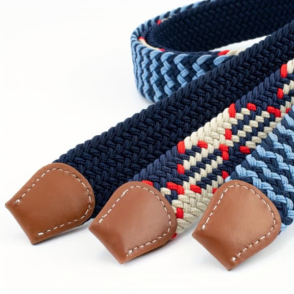 Herrelerretsbelte med preget design - Vevd elastisk stretchbelte Average Size Sky Blue