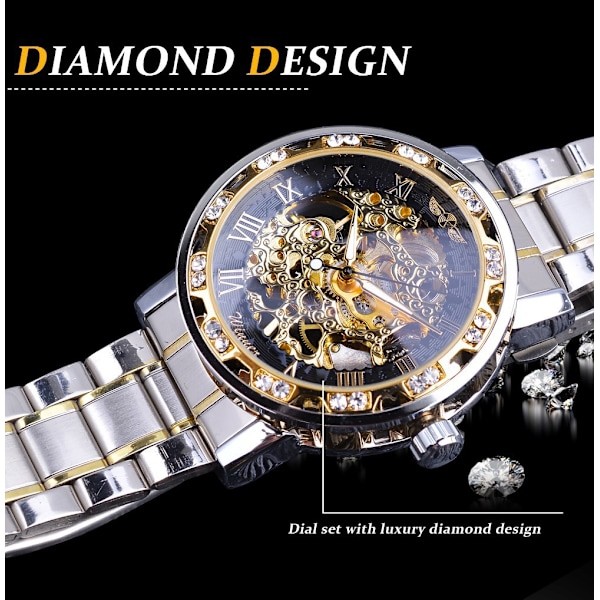 Klocka Mekanisk Hollow Formell Klänning Klocka Vatten Diamant Manuell Mekanisk Klocka Herr Mode