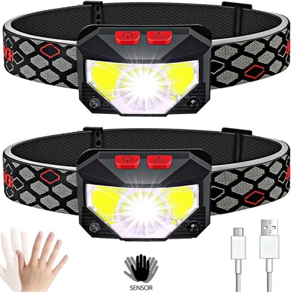 Pack 50000LM Powerful LED Headlamp Sensor Headlamp USB Rechargea