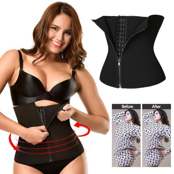 Bastu svettbälte for vekttap Neopren waist trainer Body Sh blackL L