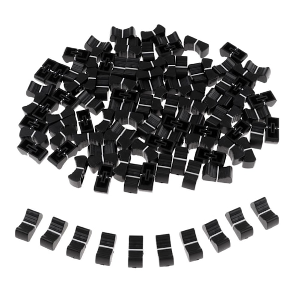 100 stycken Touch Sensitive Ribbed Mixer Slider Fader Knobs Röd