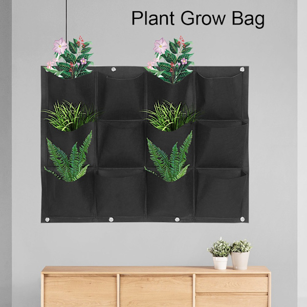 Plantekasse Have Balkon Væg Vertikal Blomst Planter Hængende Plantekasse Sort Farve 12 Lommer