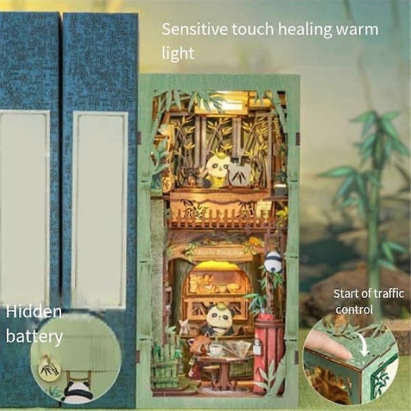 DIY Bokhörnssats Söt Panda Bokhandel Miniatyr Bokhus-FA-