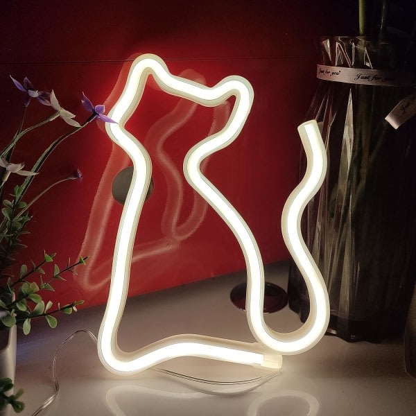 Cat Neon Signs, USB or 3-AA Battery Operated Neon Light, LED Lig