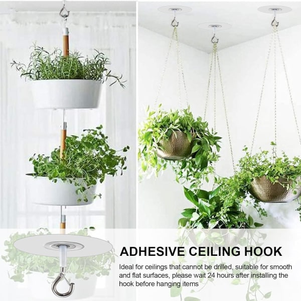 2 stk selvklebende takkroker, selvklebende kroker veggtak, selvklebende vanntette kroker for tak, krok for oppheng av små planter