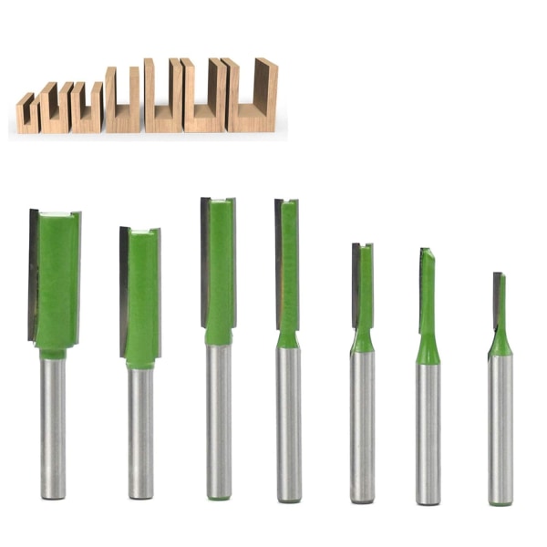 7pcs 6mm Shank Straight Router Bit Set, Single/Double Flute Rout