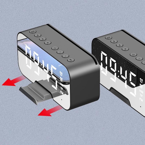 Spegelväckarklocka LED Digital Klocka Bluetooth Högtalare Med