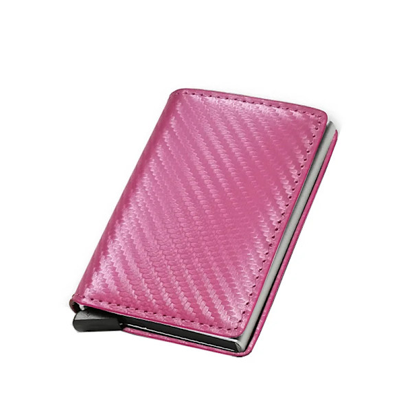 Kolfiber Kreditkortshållare Plånböcker Herr Rfid Svart Magic Trifold Läder Smal Miniplånbok Liten Pengaväska Herrväska Carbon Pink