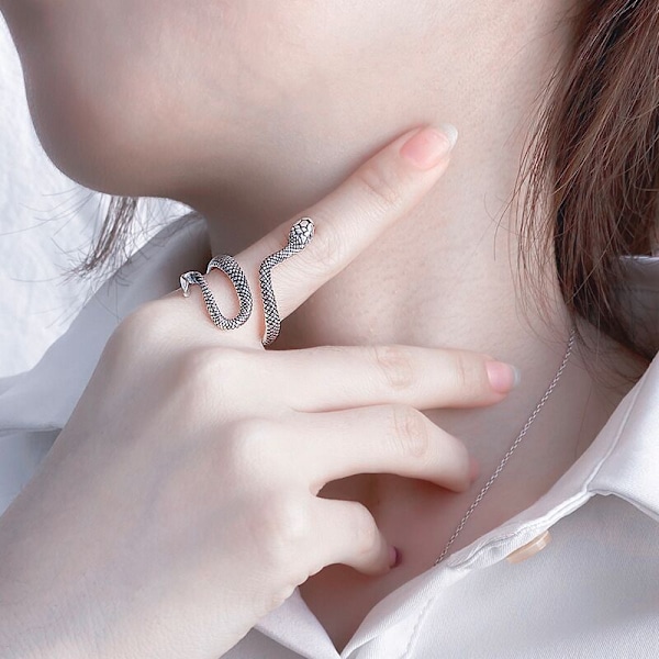 Silverormring för kvinnor, vitguldpläterad, vintage, punk, finger
