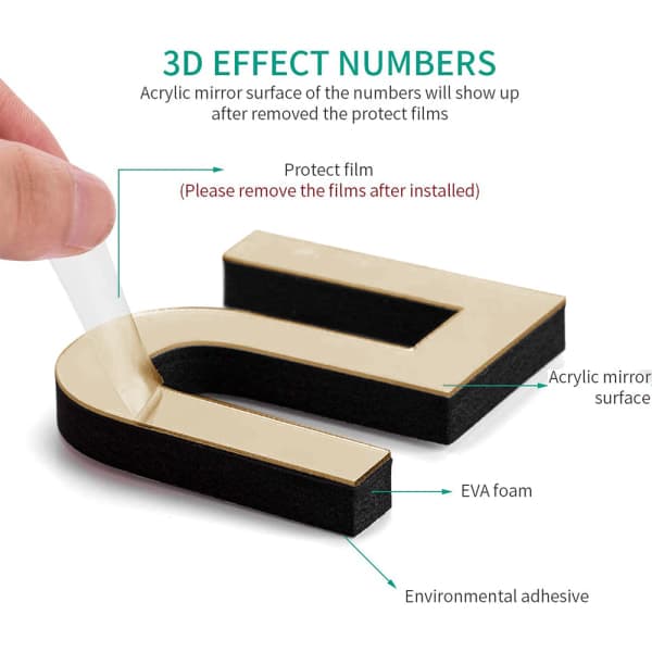 Gull Rammeløs 3D Veggklokke med Speileffekt, Stor DIY Design-FA-
