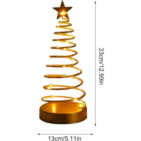 Bordspynt i metal - Juletræ med LED-lys - Lille kunstigt juletræ med lys