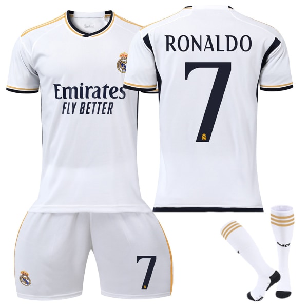 23-24 Ronaldo 7 Real Madrid Tröja Ny Säsong Senaste Fotbollströjor för Vuxna Barn Z Adult XXL（190-200cm）