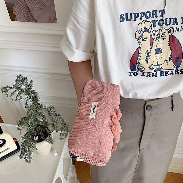 Enkelhet Retro pennfodral Enfärgad case Makeup Ba Pink