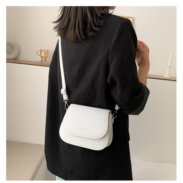Ny Retro Sadelveske PU Skuldervesker Messenger Bag White