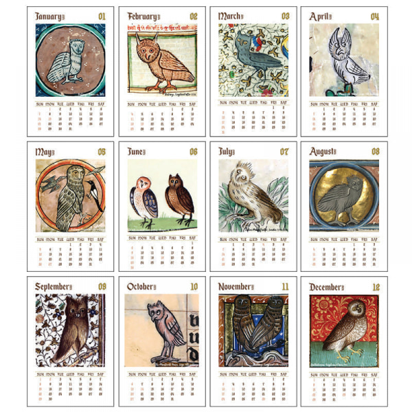 Ful medeltida katter kalender 2024 | Rolig ful uggla väggkalender | Konstig renässans katter hundar kalender 2024 | Djurväggkalender rolig present B