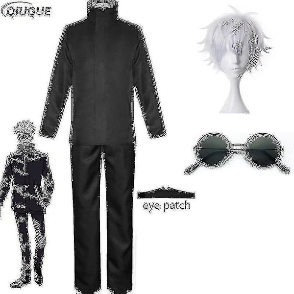 2023 - Anime Jujutsu Kaisen Gojo Satoru Cosplay Kostym Toppar Byxor Ögonlapp Halloween Fest Herr Uniform Peruker - Svart Paket 4 XL Black Package 4