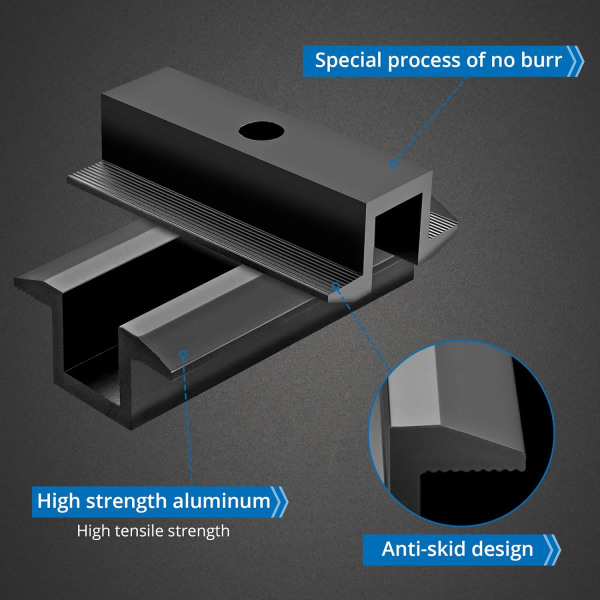 (svart) Sett med 10 solklemmer Aluminium monteringsfeste for sol