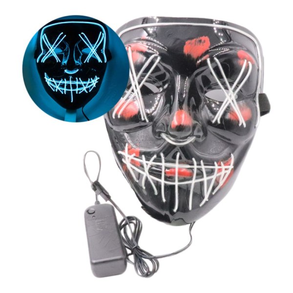 Halloween Mask Led Glow Mask El Wire Light Up The Purge Film Kostym Ljus Halloween Fest ice blue