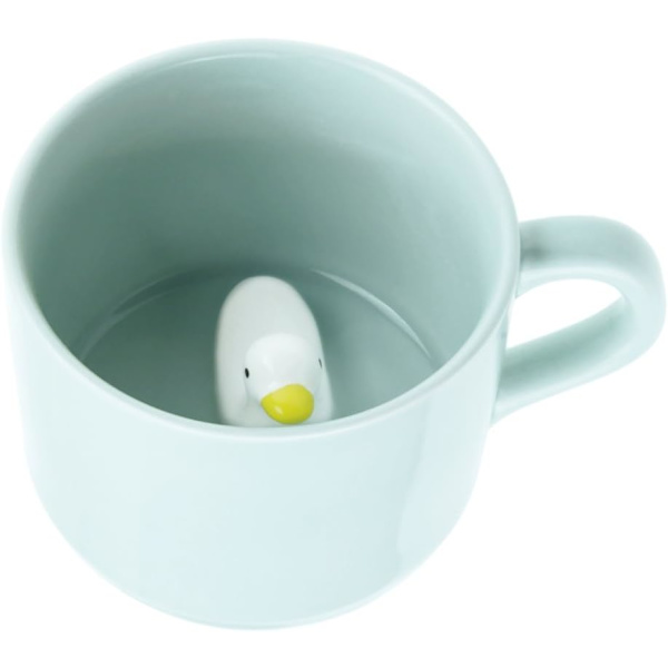 3D tecknad anka kaffekopp mjölk te söt keramisk mugg med sked