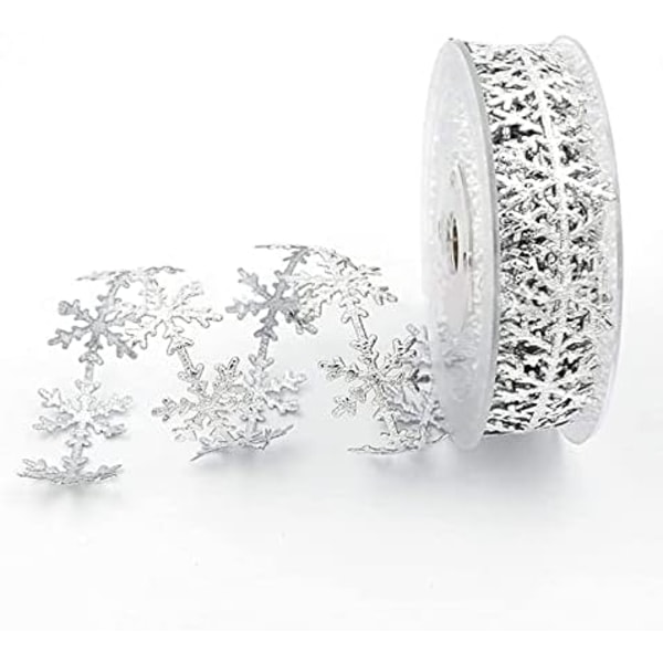 1 st snöflinga form silver glitterband, julband satin