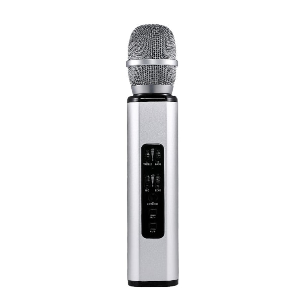 Trådlös karaokemikrofon, bärbar Bluetooth karaokemikrofon för barn/vuxen sång, kompatibel med Android/PC silvery