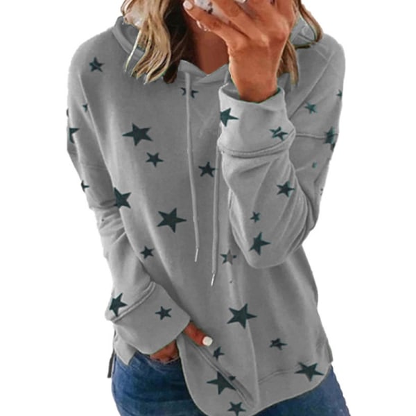 Avslappet plus size, casual genser, genser med hette light grey,L