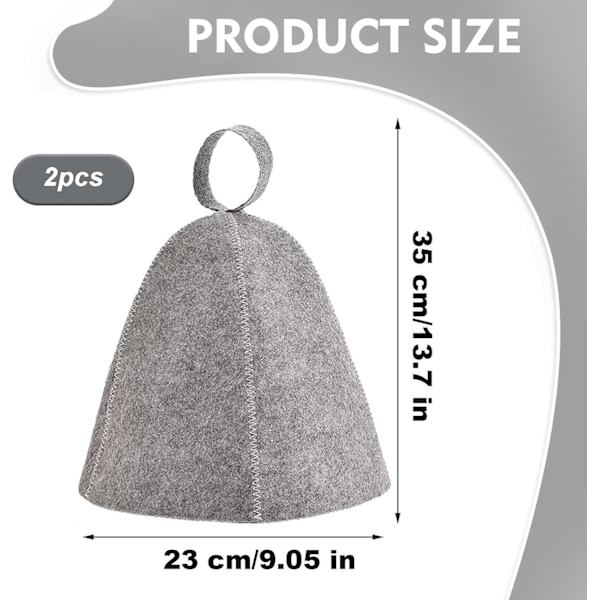 2 stk badstuehatter, original ull, komfortabel og pustende for badstue, 100 % naturlige filt badstue-tilbehør (grå og hvit)-FA5-