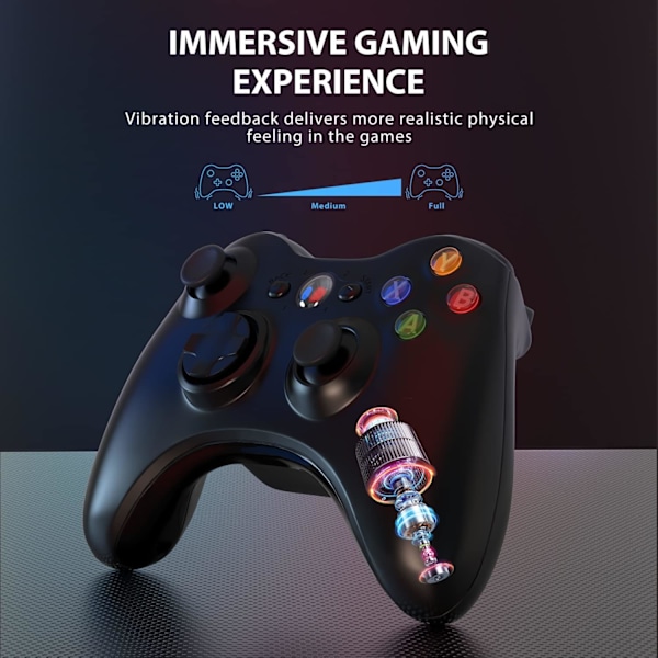 Trådløs controller kompatibel med Xbox 360 2.4GHZ Gamepad Joystick (Sort)