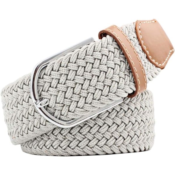 Flerfärgade elastiska vävda bälten Casual flätat stretchbälte Light Gray