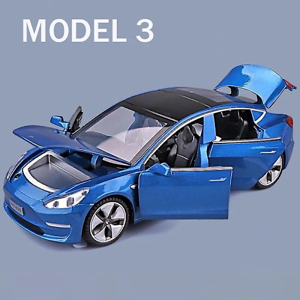 1:32 Tesla Model X Model 3 Model S Model Y Legering Bilmodel Diecasts Legetøjsbil Lyd Og Lys Børnelegetøj Til Børnegaver Dreng Legetøj Model 3 Blue