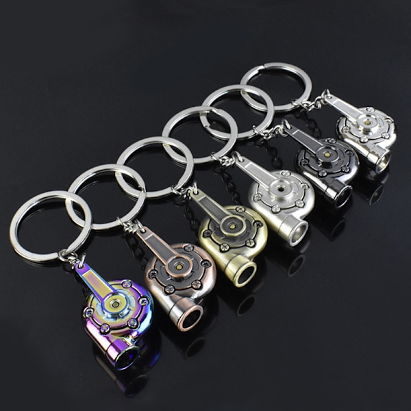 Mini Turbo Turbolader Nøglering Spindende Turbine Nøglering-FA5- Silver