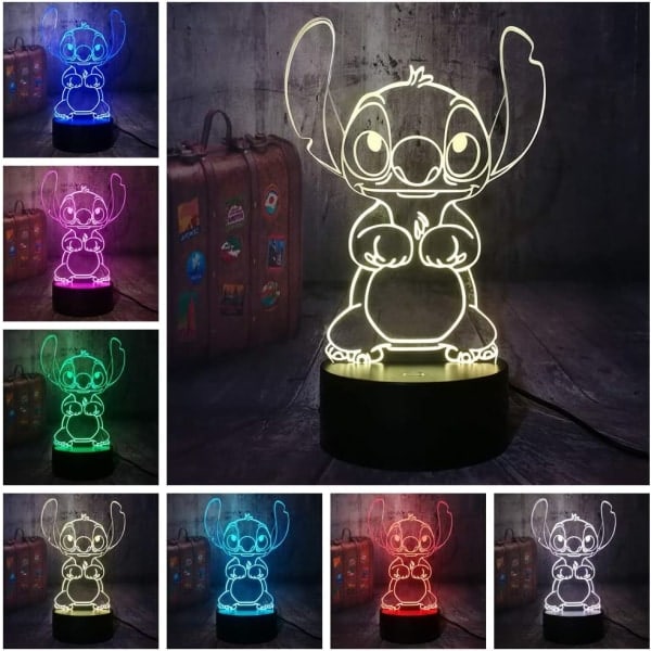 Lilo Stitch lampe tegneserie søt Stitch figur venner 3D LED