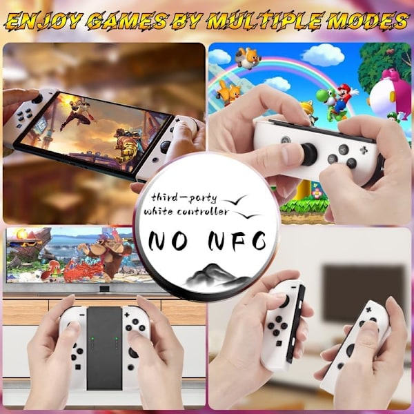 Nintendo Switch-controller kompatibel med Nintendo Switch/LITE/OLED, vibrations-/joystickstöd for oppvågning/skærmbillede/bevægelseskontrol/sport, ingen NFC