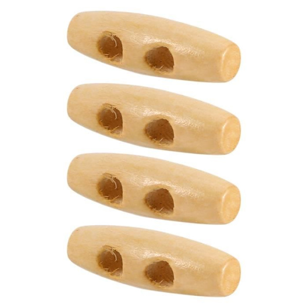 Vippknappar i tre, 50 stk/lot Horn Vippknappar 2 hull Coat Duffel Retro Craft Hornknapper