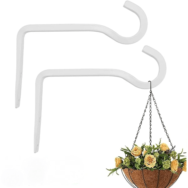 2 pcs Hanging Basket Hooks White Plant Stands Hanging Basket Holder-FA-