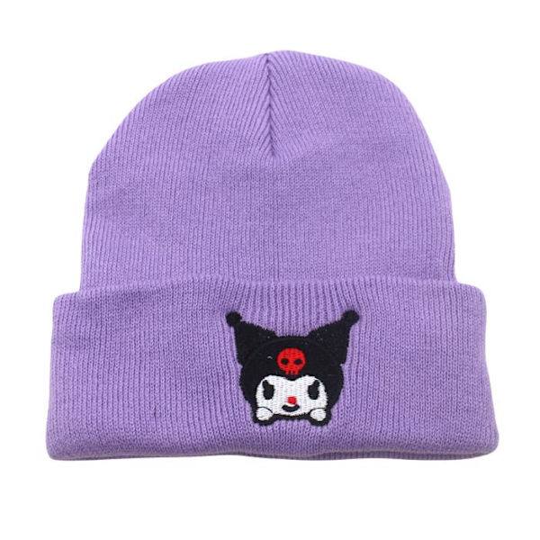 Sanrio Tegneserie Barnhatte i Strikket Uld Anime Cinnamoroll Kuromi My Melody Vintervarm Voksenhue Broderet Mønster C