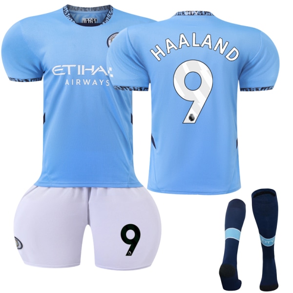 2024-2025 Manchester City Home Children's Football Kit No. 9 Haalan