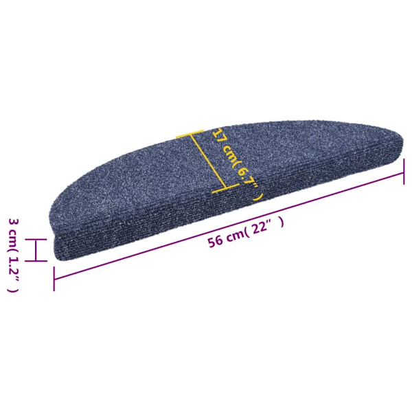 vidaXL Trappstegsmattor Selvhæftende 15 stk Broderi 56x17x3 cm Blå blue 2430