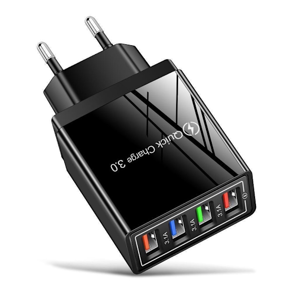 Väggadapter med 4 USB-portar, Orange orange one size